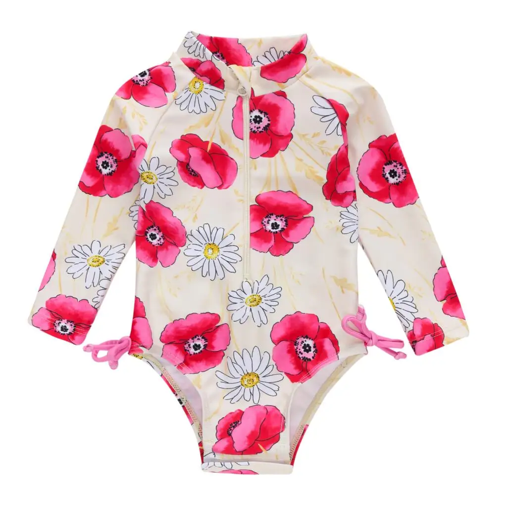 

Honeyzone Toddler Swimwear Mayo De Bain Fille Pink Flora Cute Pyjama Bebe Playa Bebe One Piece Piscina Infantil Bikini