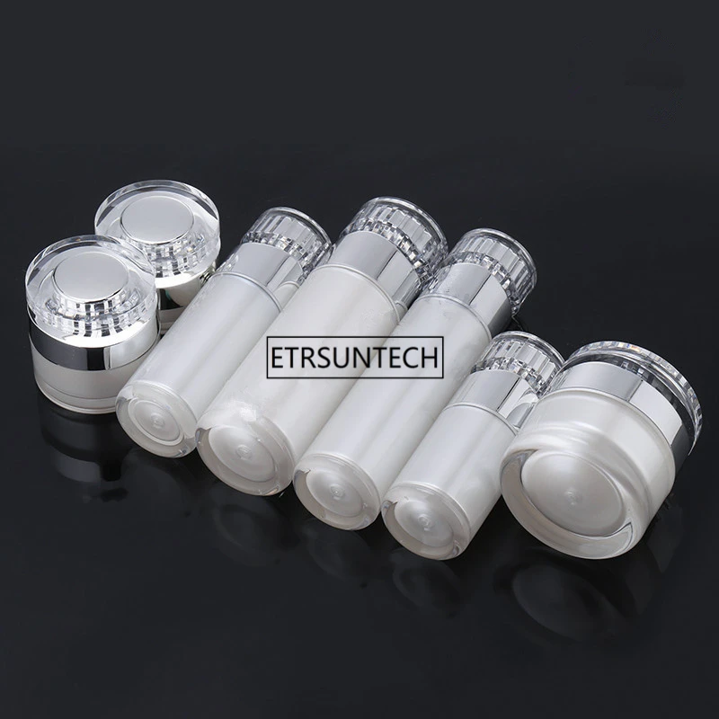 30pcs 15/30/50g Acrylic Cream Jar Empty Cosmetic Packing Container 15/30/50/100ml Lotion Pump Bottle F3552