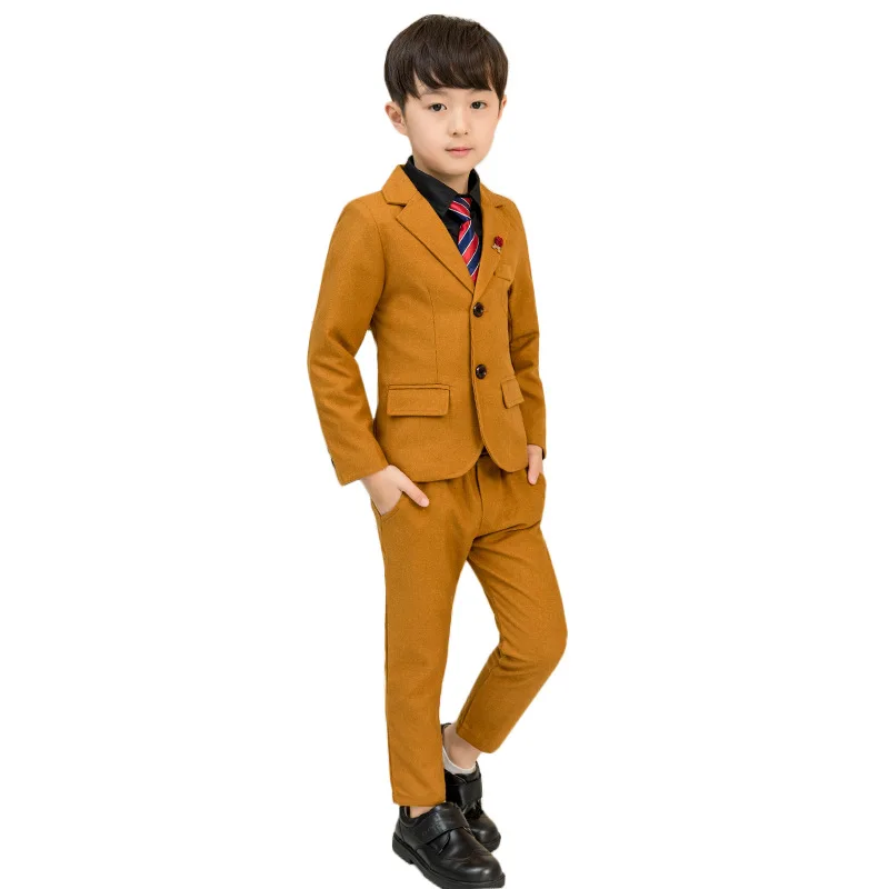 

Flower Boys Jacket + Pants+Tie 3PCS Formal Suit School Kids Weddings Party Tuxedos Prince Boys Gentlemen Birthday Dress Costume