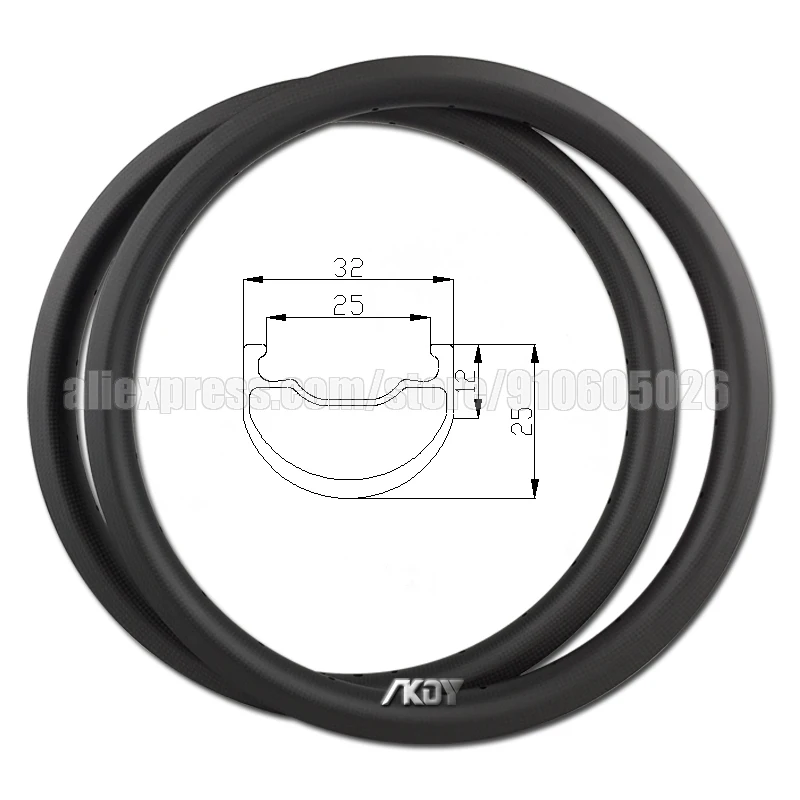 406 Carbon Rim Bicycle 25mm Depth 32mm Width 20 inch wheel Bike Disc Brake 24/28/32/36 Holes Tubeless Rim Size 20