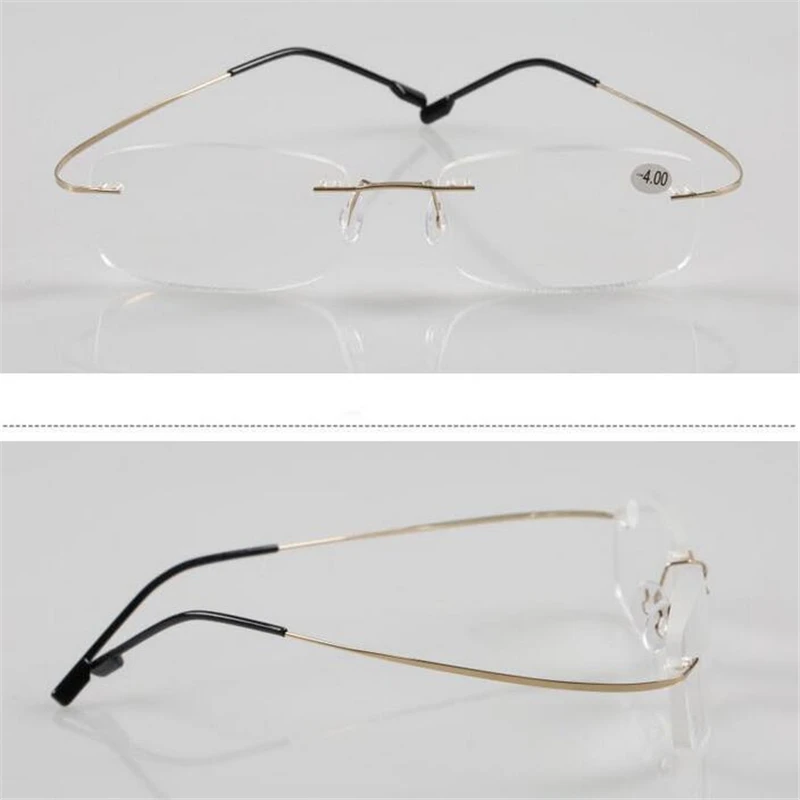 Frameless Square Nearsighted Glasses Finished  Women Men Rimless Short-sight Eyewear Diopter -1 -1.5 -2.0 -2.5 -3.0 -3.5 -4.0