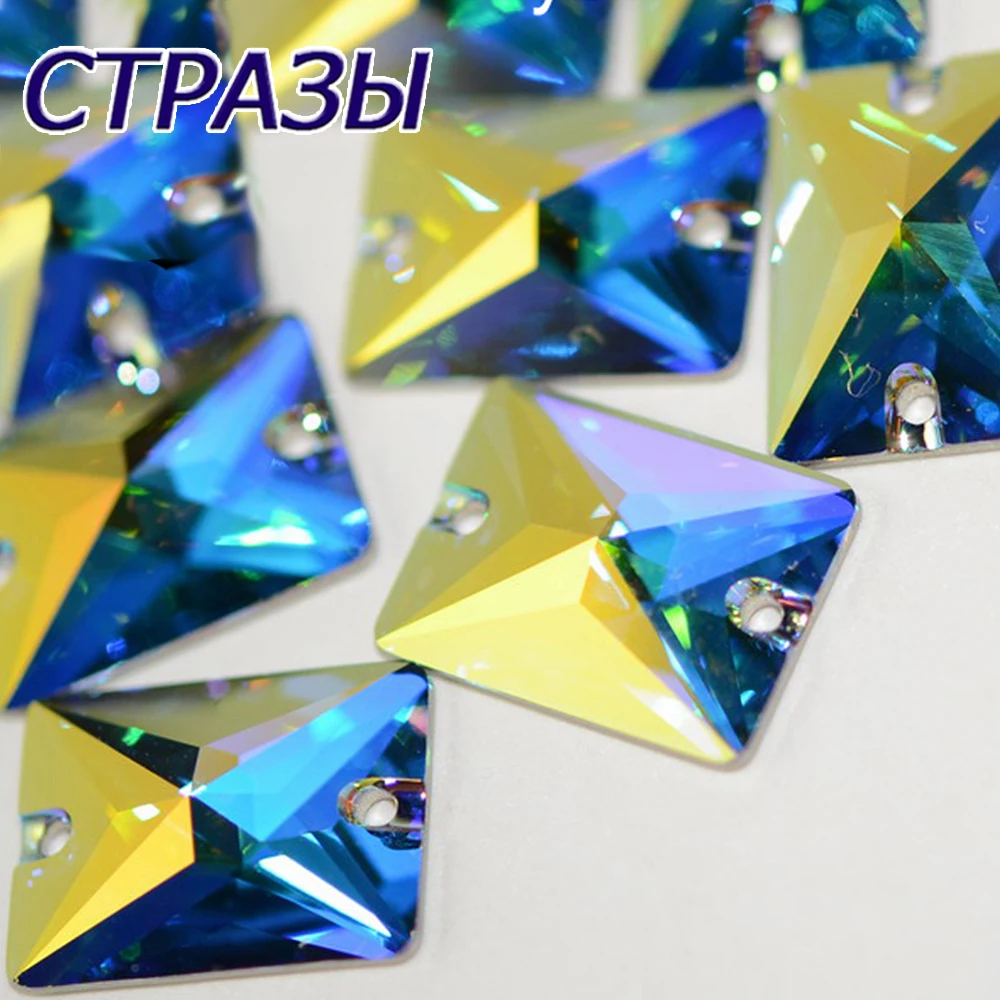 

Best Quality Loose Beads Flatback Crystal AB Rectangle Shape Strass Material 3D DIY Crystal Sewing Accessories For Garment