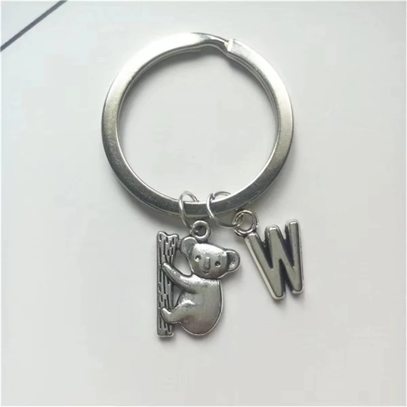 Koala Bear Charm Initial Keyring / Keychain, Koala Keyring, Initial Jewelry, Cute Pendant