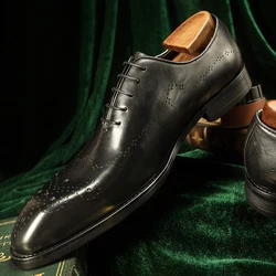 2022 Hanmce Oxford Shoes Mens Real Cow Leather 2 Color Luxury Men Shoe