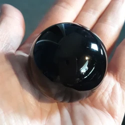 Sphère d'obsidienne noire naturelle asiatique de 40mm grande boule de cristal pierre de guérison