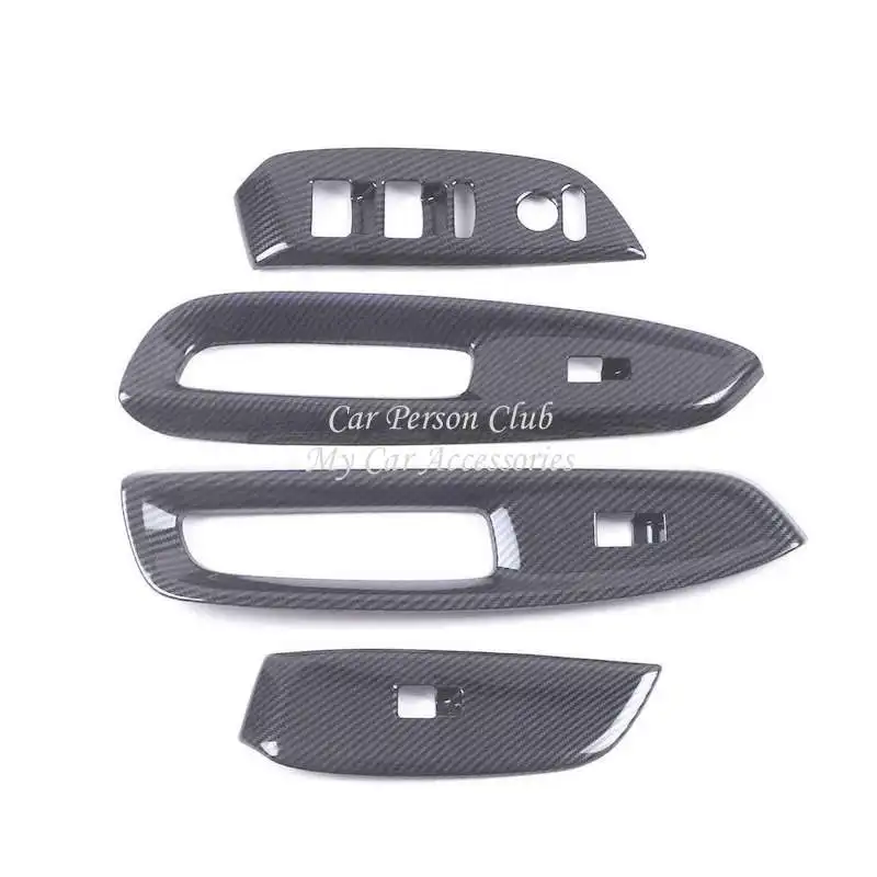 Door Armrest Lift Panel Cover Window Glass Switch Button Trims For Honda Fit Jazz GR RHD 2020-2023 Carbon Fiber Car Accessories