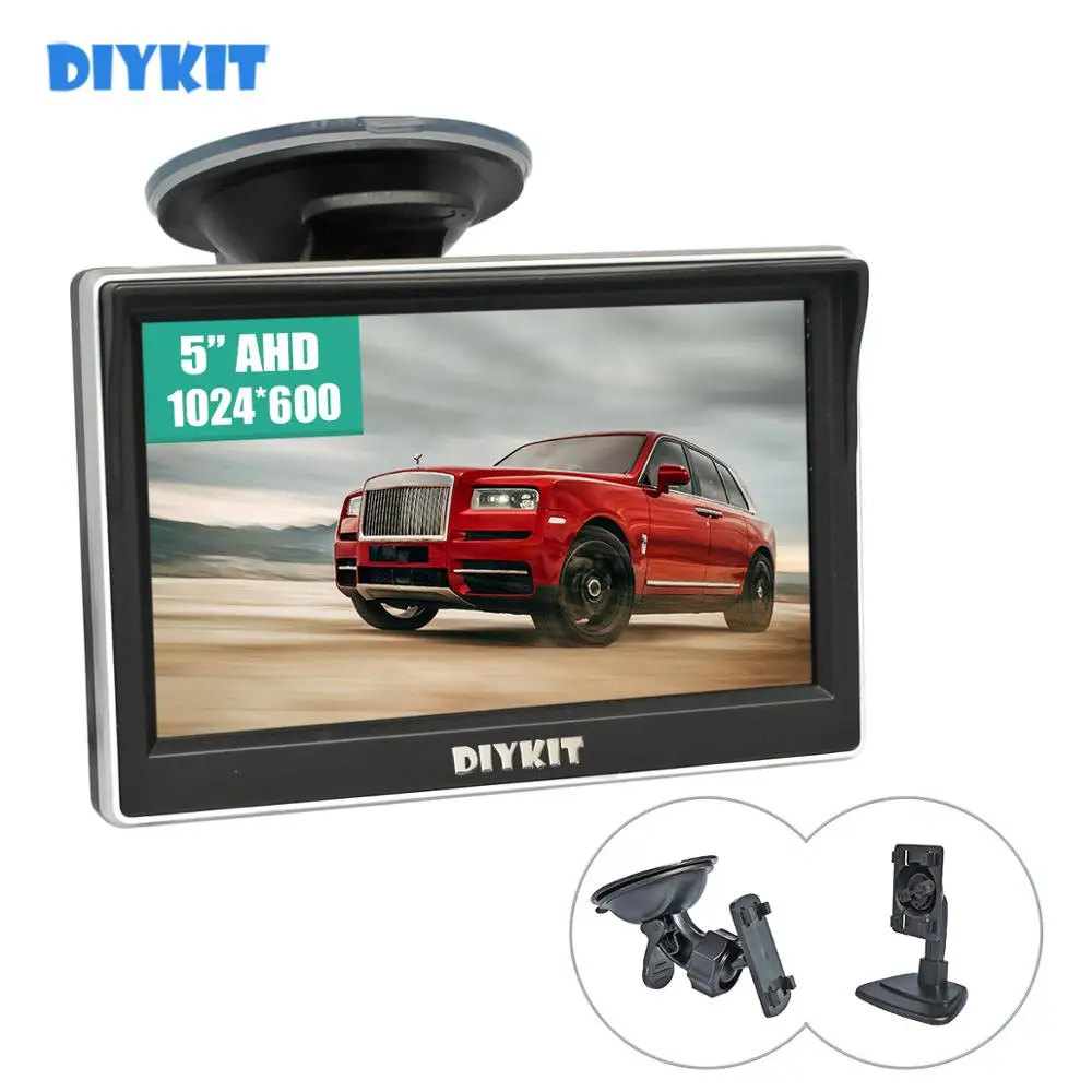 

DIYKIT 1024*600 5inch IPS AHD Rear View Car Monitor Parking Backup Monitor with Suction Cup and Bracket for MPV SUV Horse Lorry