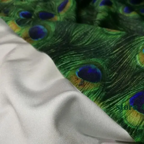 Good Swimwear Fabric Cotton/Spandex Knitted Peacock Fabric Stretch Green Peacock Feather Fabric DIY Sewing Tights Clothing