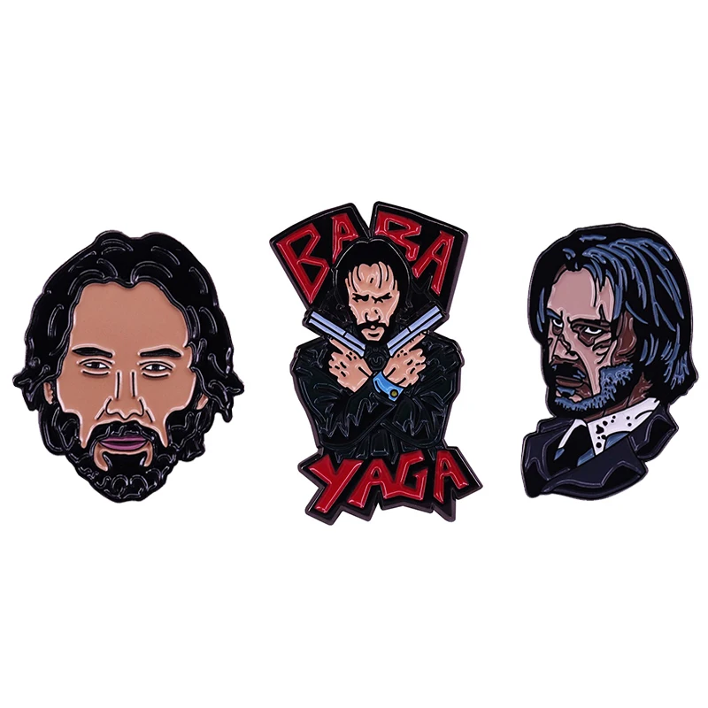 Baba Yaga Pistol John Wick Bill and Ted Brooch Keanu Reeves Enamel lapel pin