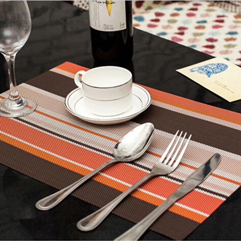 PVC Non-slip Pad Kitchen Accessories Stripe Pat Dining Table Mats Oil-proof Table Placemat Heat Insulation Waterproof 30*45cm - Image 6