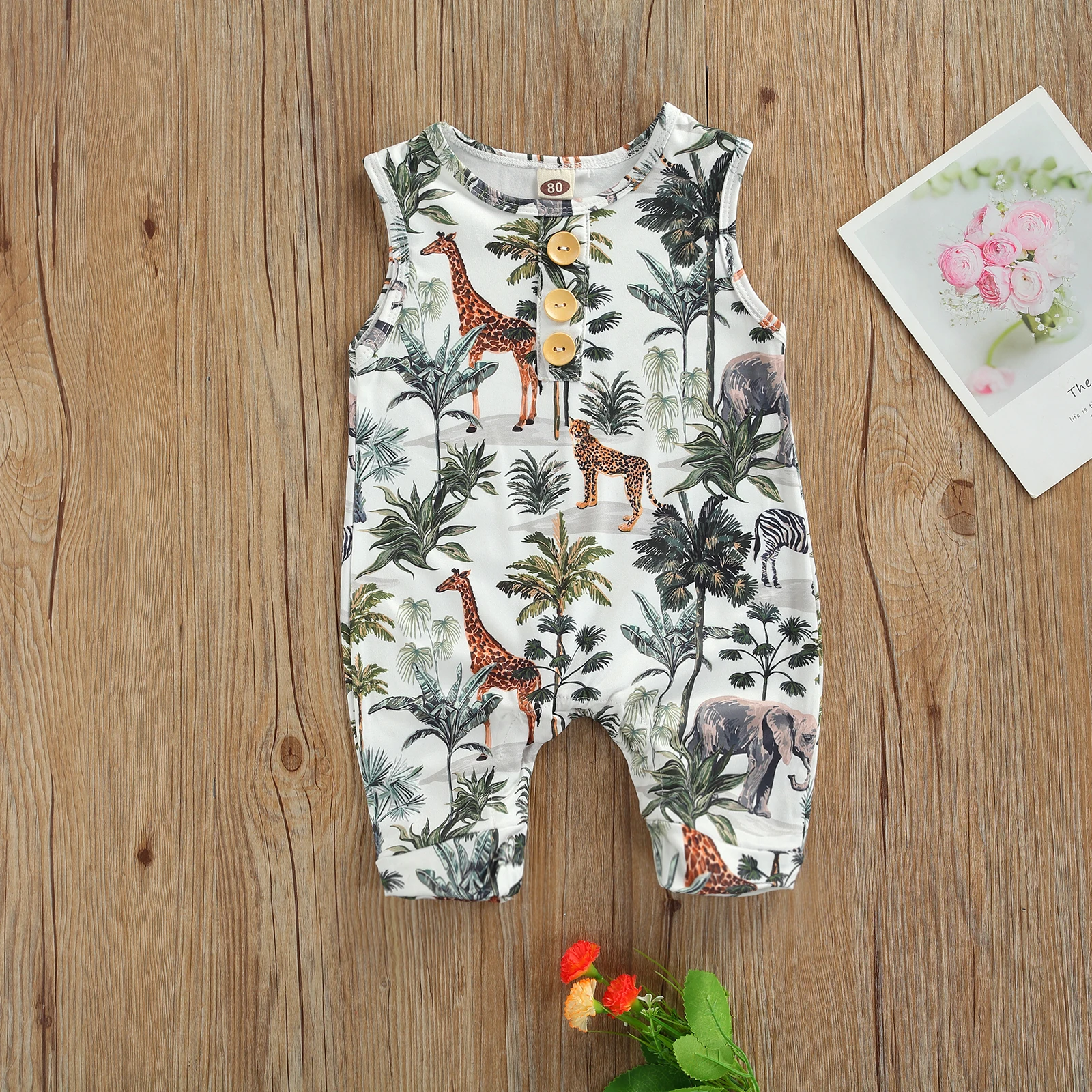 Lioraitiin 0-24M Newborn Infant Baby Girl Summer Romper Sleeveless Printed O-Neck Jumpsuit Fashon Clothing