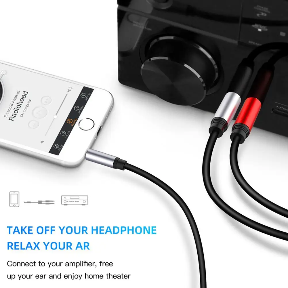 สายแจ็ค3.5มม.ถึง6.35มม.สาย Aux 2Mono 6.5แจ็ค3.5ชายสำหรับเครื่องขยายเสียงลำโพง6.5มม.3.5 Jack Splitter