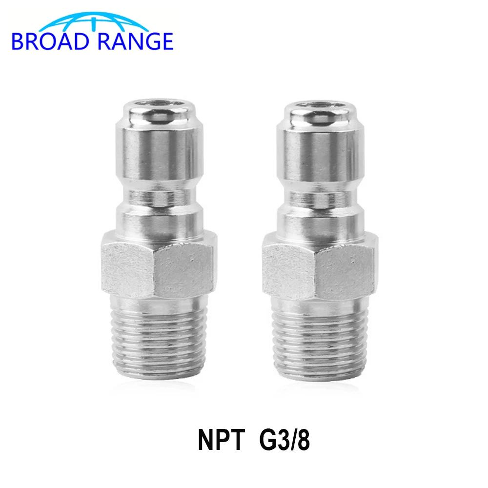 

2PCS NPG G3/8 Quick Connector Stainless Steel Adaptor Metal Lance Gun Snow Foam Lance Joint High Pressure Car Washer Accessory