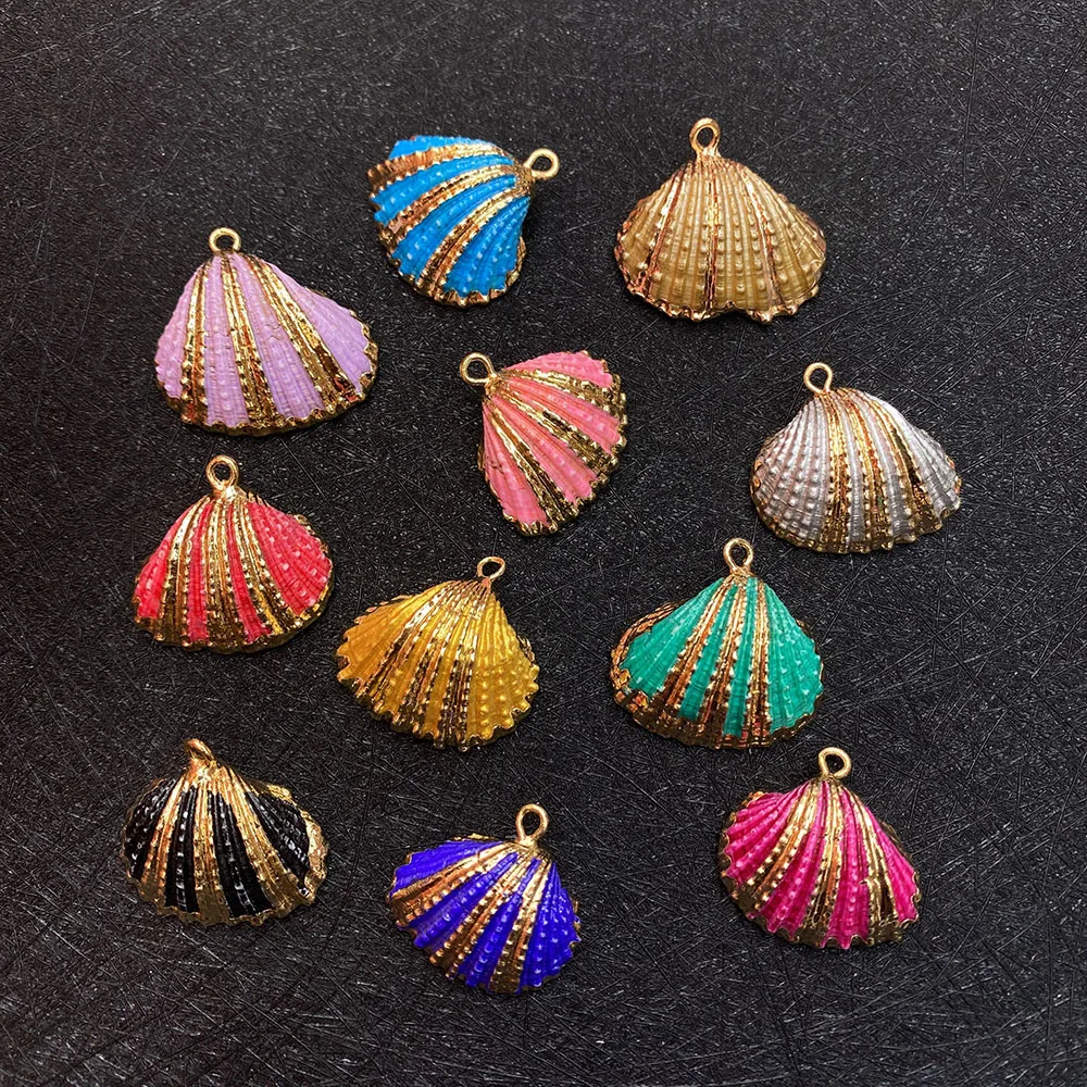 5pcs Natural Shell Pendant Handmade Jewelry Making Shell Necklace Pendant Gilded Color Shell Earrings Accessories Wholesale