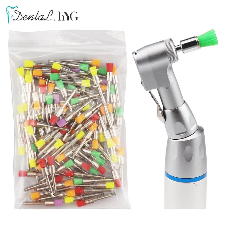 100Pcs/Bag Dental Polishing Brushes Disposable Nylon Hard Flat Polisher Teeth Whitening Oral Cleaning