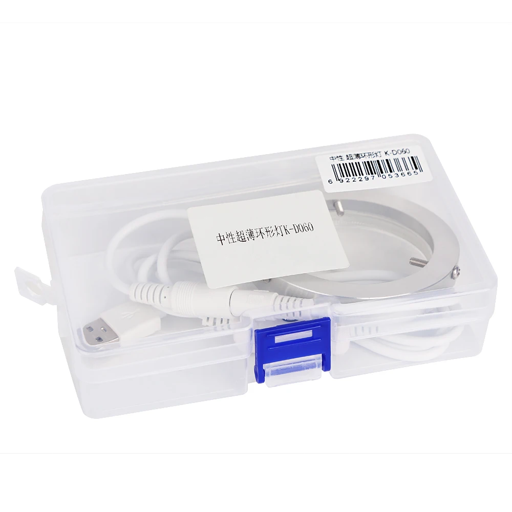 K-D060超薄型60 ledリングライト4.5ワットusb充電器調節可能な照明ランプ工業用顕微鏡カメラ光源
