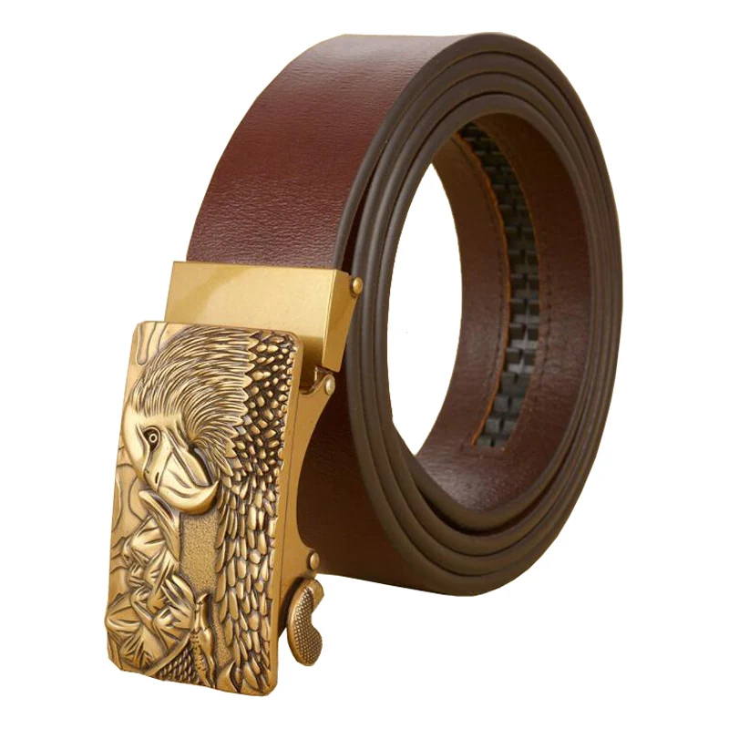 Western Retro Eagle Auto Buckle Leather Men Belt Fashion Jeans Causal Pants Men Belt