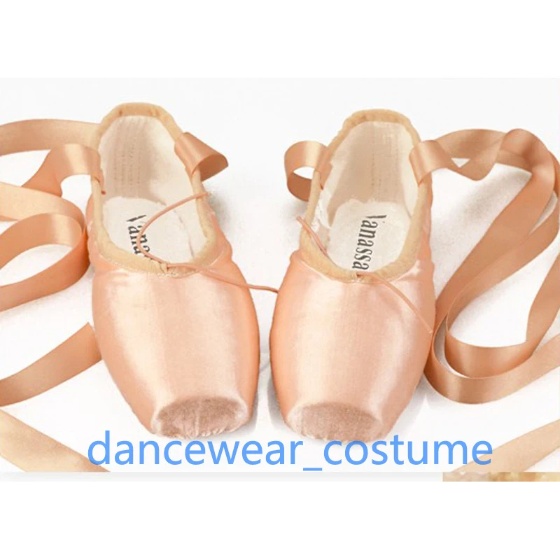 Ladies Girls Satin Professional Ballet Pointe Shoes Vanassa Competition Practice Ballet Flats Dance Toe Shoes with Ribbon 34-43W