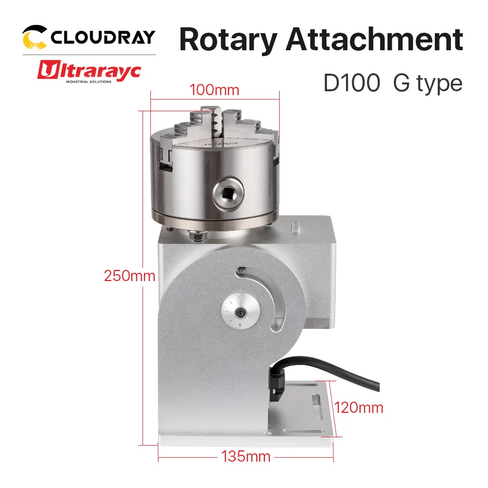 Ultrarayc Rotary Attachment MAX Diameter 100mm Rotary Device with Three Chuck + DM860S Driver for UV & Fiber Marking Machine