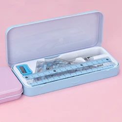 8 pcs/set High Quality Math Drawing Set with Iron Box School Student Compass Ruler Pencil Sharpener Eraser Exam Tool Stationery