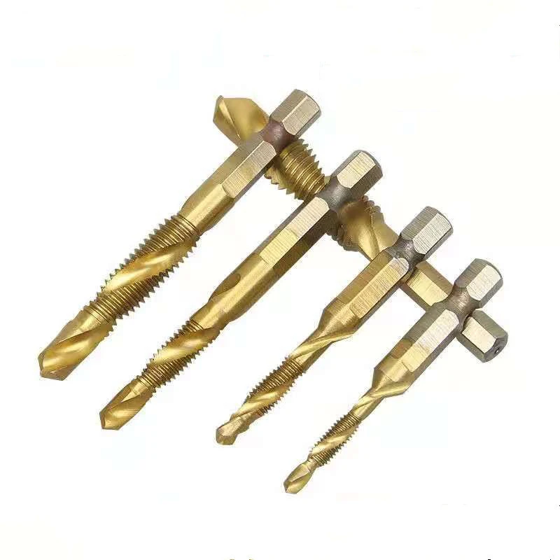 M3-M10タップドリルビット1/4六角シャンク機ハンドタップチタンコーティングされたhss掘削タップビットねじねじ木工ツール