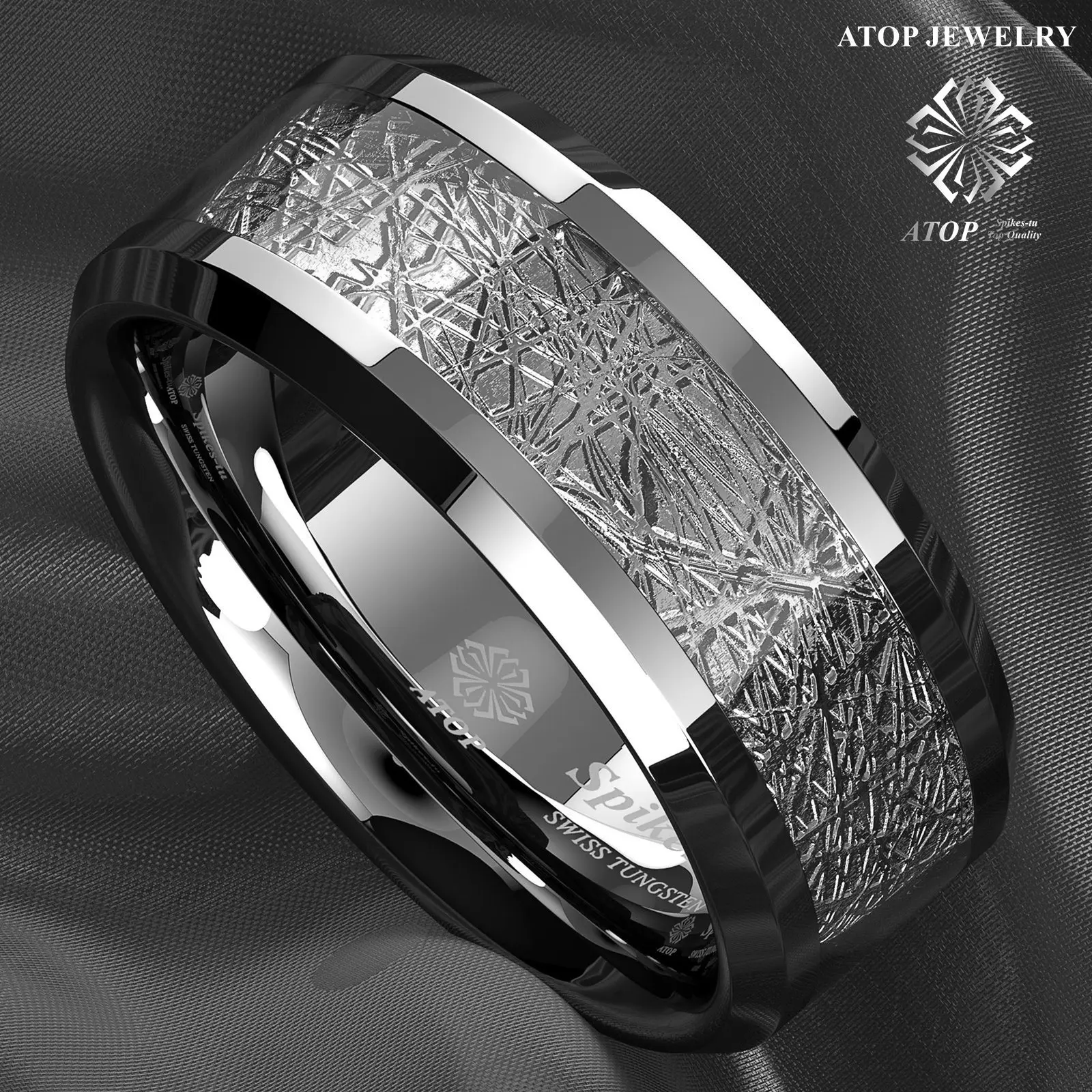 8mm silver Tungsten Carbide Ring Sterling silver Inlay Mens Wedding Band jewelry Free shipping