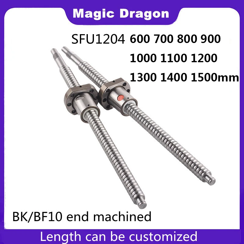 Free Shipping Machined sfu1204 Ball Screw 600 800 1000 1200 1400 1500mm C7 Roller Ballscrew With Single Ball Nut For CNC Parts