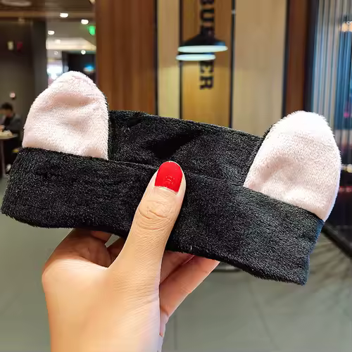 Wash Face Hair Holder Hairbands Soft Warm Coral Fleece Bow Animal Ears Headband For Women Girls Turban Fashion Hair Accessories - Image 9