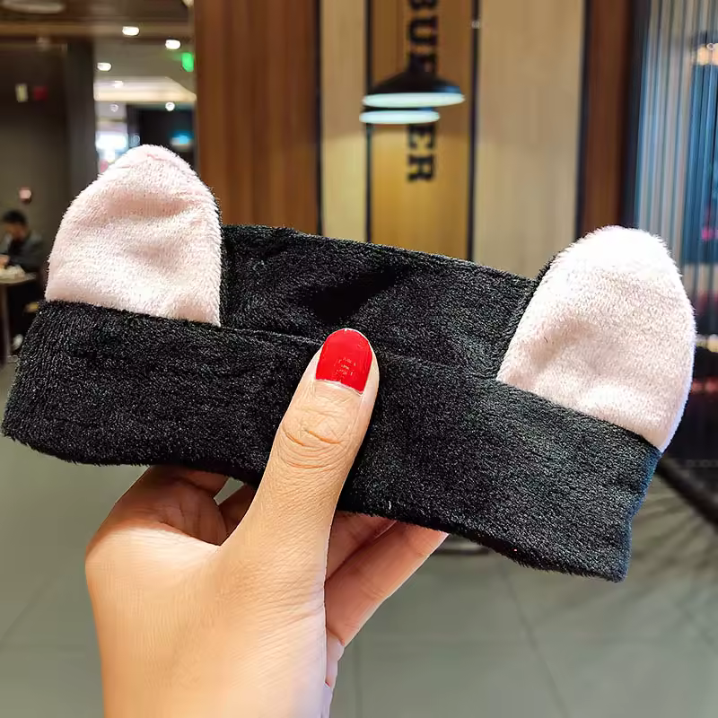 Wash Face Hair Holder Hairbands Soft Warm Coral Fleece Bow Animal Ears Headband For Women Girls Turban Fashion Hair Accessories - Image 9