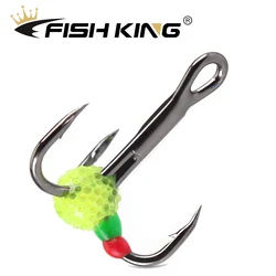 NGB 5pcs/pack High Carbon Steel Winter ice Fishing Hooks Overturned Barbed Trebles Hooks With Diamond Eye Fishing Tackle