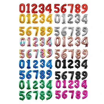 16/32 אינץ 'מספר פויל ורוד זהב ירוק כסף דיסקולור דיגיטלי ציוד למסיבת ילדים ילדים בלונים יומולדת קישוט