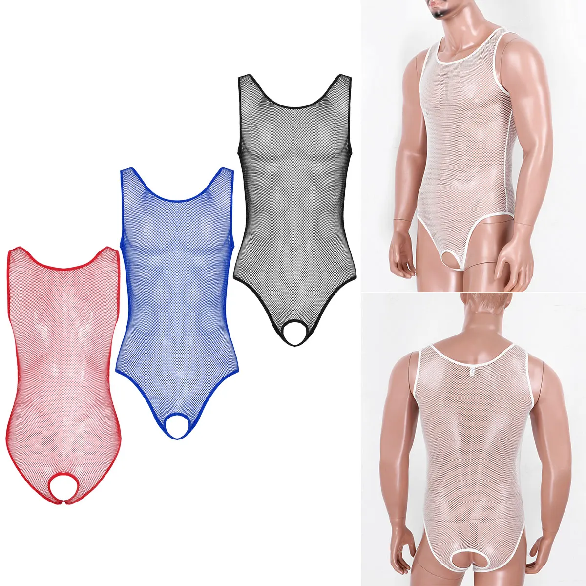 Lingerie Transparente en Résille pour Homme, Sous-Vêtements Sexy, Vêtements de Nuit Transparents, 7.0