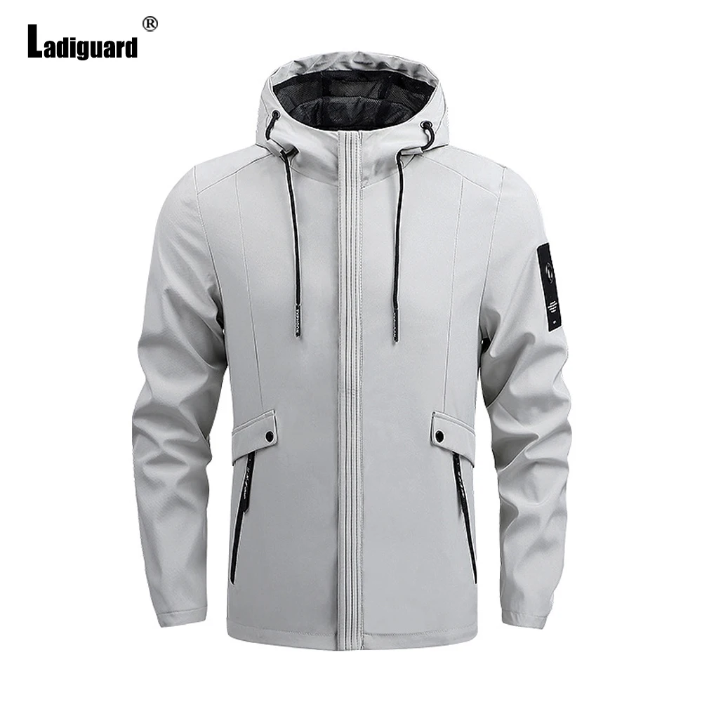 Plus Size 5xl Men Fashion Top Solid Multi-Pocket Jackets Autumn Long Sleeve Zipper Jacket Mens Outdoor Casual Hooded Outerwear