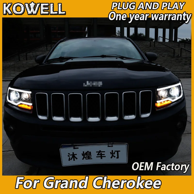 KOWELL Car Styling for Jeep Grand Cherokee Headlight 2011-2015 Grand Cherokee Head Light DRL Turn Signal Low High Beam Projector