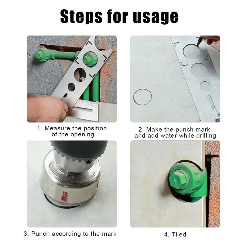 Đá Ceramic Lỗ Định Vị Đa Năng Thép Không Gỉ Gốm Lỗ Ghép Hình Người Cai Trị Bộ Dụng Cụ Khoét Lỗ Trong 25Mm, 40Mm 45Mm, 55Mm (1 Chiếc)