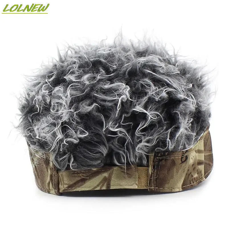 Men Cap Hat Casual Camouflage With Spiked Hairs Wigs Visor Hat Sunshade Adjustable Sun Visor Baseball Cap  Baseball Hip Hop Hats