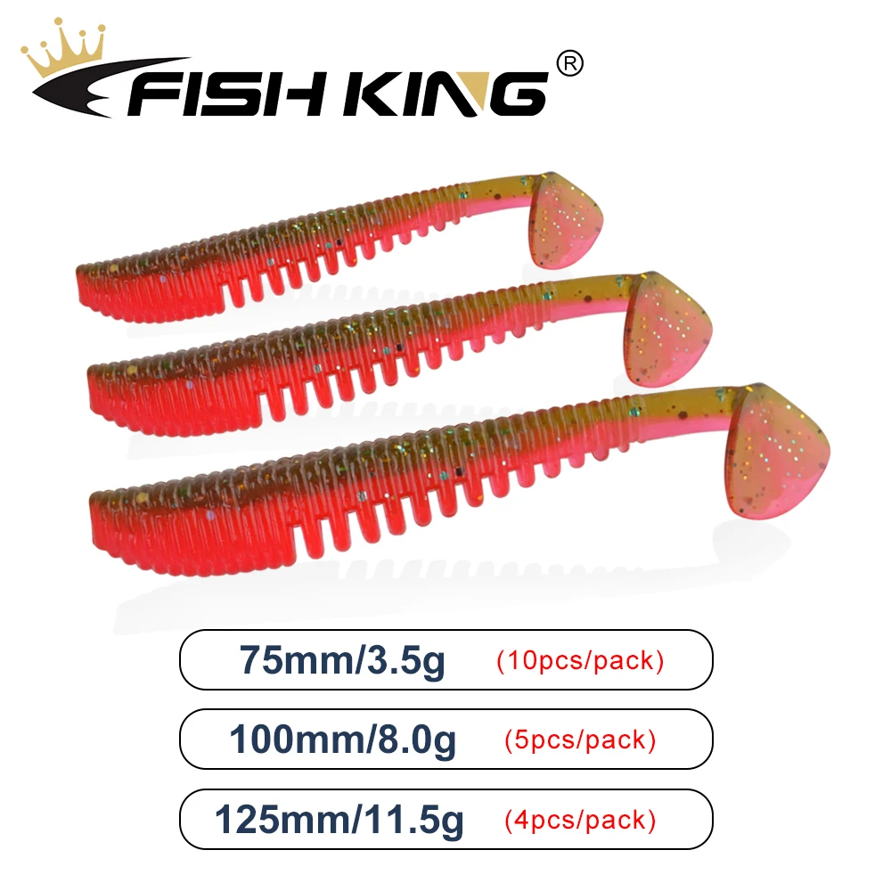 FISH KING Awaruna Fishing Lures 7.5cm 10cm 12.5cm Artificial Baits Wobblers Soft Lures Shad Carp Silicone Fishing Soft Baits