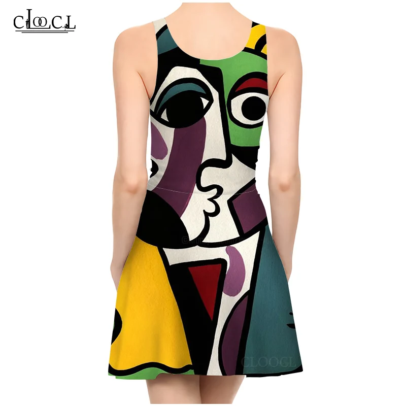 CLOOCL Neue Geometrische Kunst Muster 3D Druck Frauen Casual Mode Ärmellose Neue Sexy Schlank 2021 Sommer Kleid