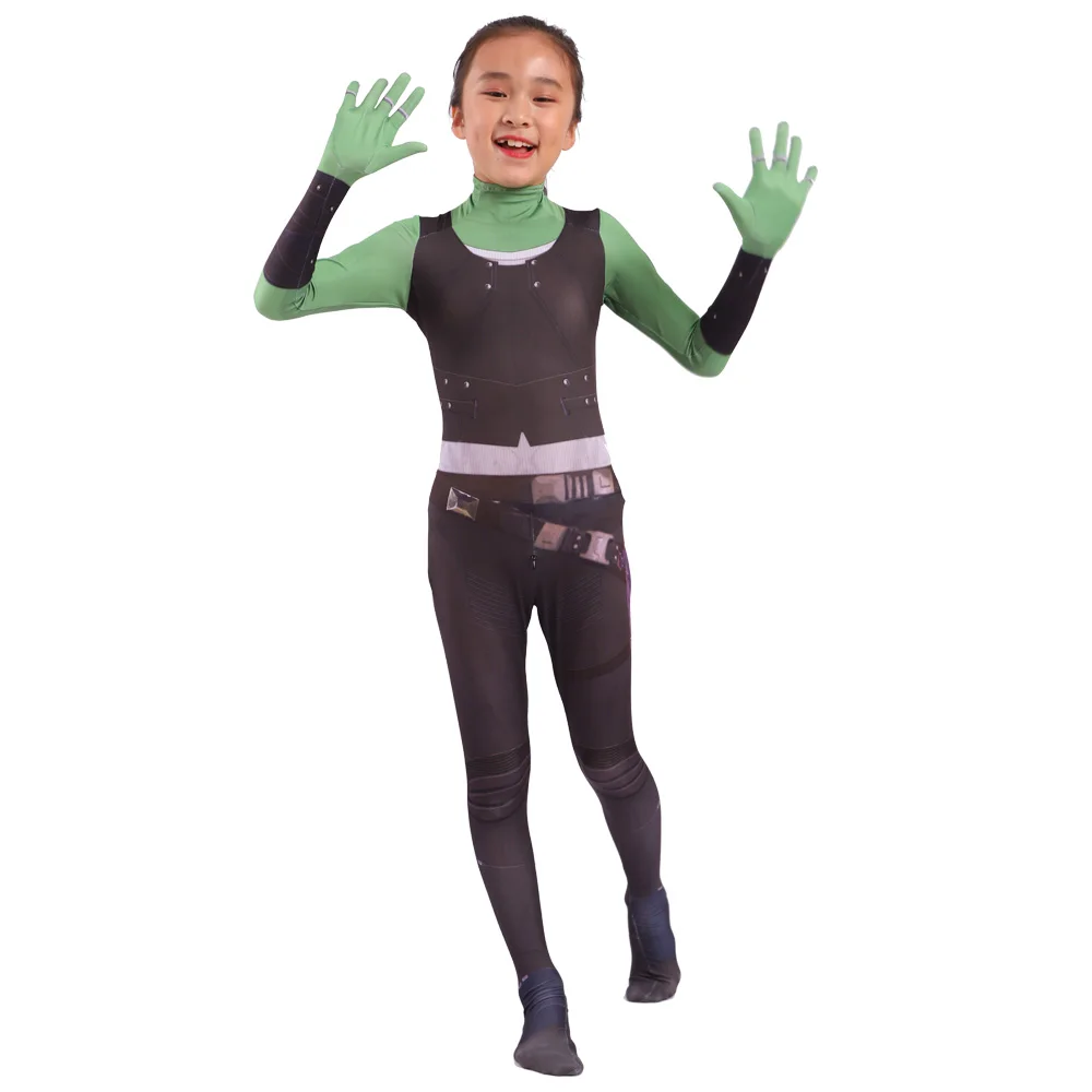 Costume de cosplay Gamora pour enfants et adultes, costume de batterie Zentai, combinaisons avant, costume de fête d'Halloween pour filles, 2019