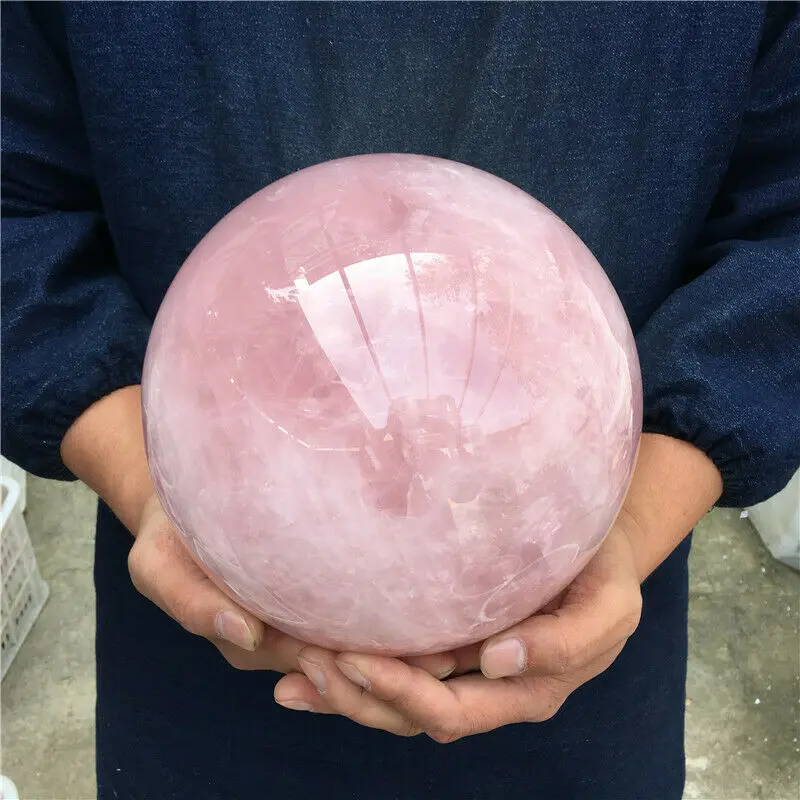 Natural Pink Rose Quartz Sphere Crystal Ball Healing