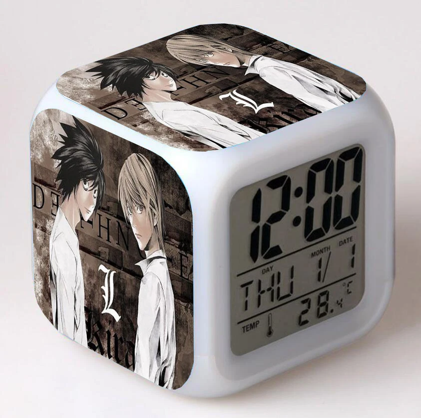 Anime Death Note Cartoon führte 7 Farben Blitz digitale Wecker Nachtlicht Schlafzimmer Schreibtisch Uhr Wecker Despertador