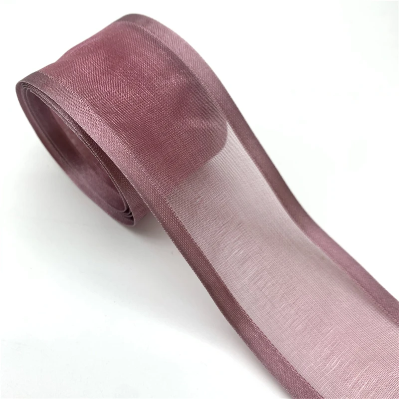 25mm 38mm 5yards Mauve Satin Edge Ribbon Organza Ribbon For Bow Wedding Christmas Decoration Handmade DIY Wrapping Crafts