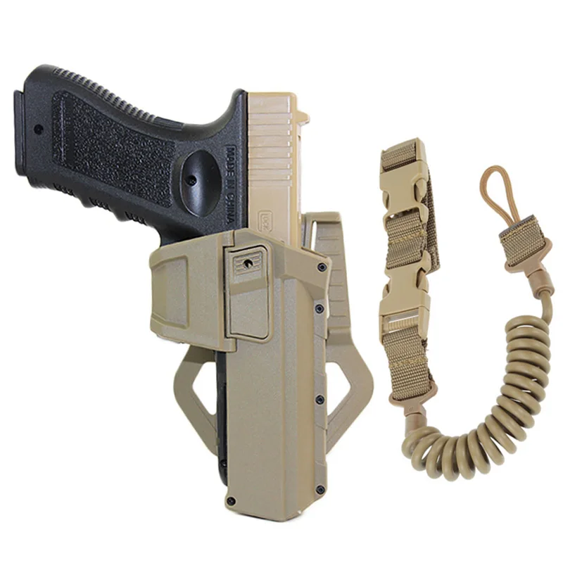 Movable Gun Holsters for Colt 1911 Glock 17 18 Airsoft Pistol Gun Holster Fit Flashlight or Laser Mounted Right Hand with Sling