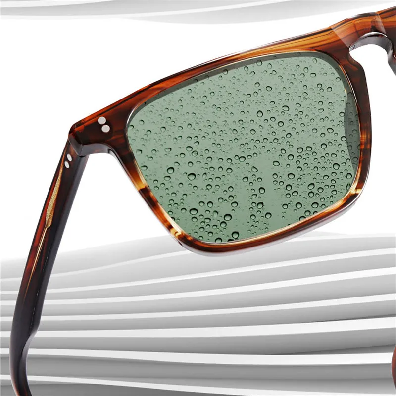 Vazrobe Glass Sunglasses Male Polarized Women Brand Sun Glasses for Men Vintage Oversized Dark Green Black Anti Scratch