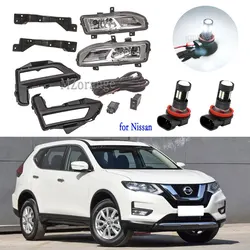 LED Fog Lights for Nissan X Trail t32 2017 2018 2019 Rogue X-Trail Foglights Bracket Harness Headlight Cover Grill Bezel Tuning