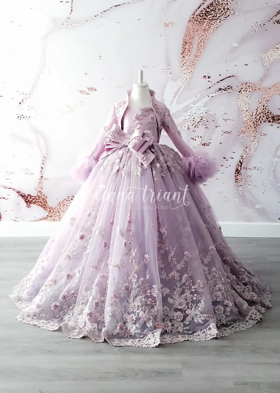 Lavendel Perlen Ballkleid Mädchen Festzug Kleider Spaghetti-trägern Prinzessin Blume Mädchen Kleid Appliqued Erstkommunion Kleid