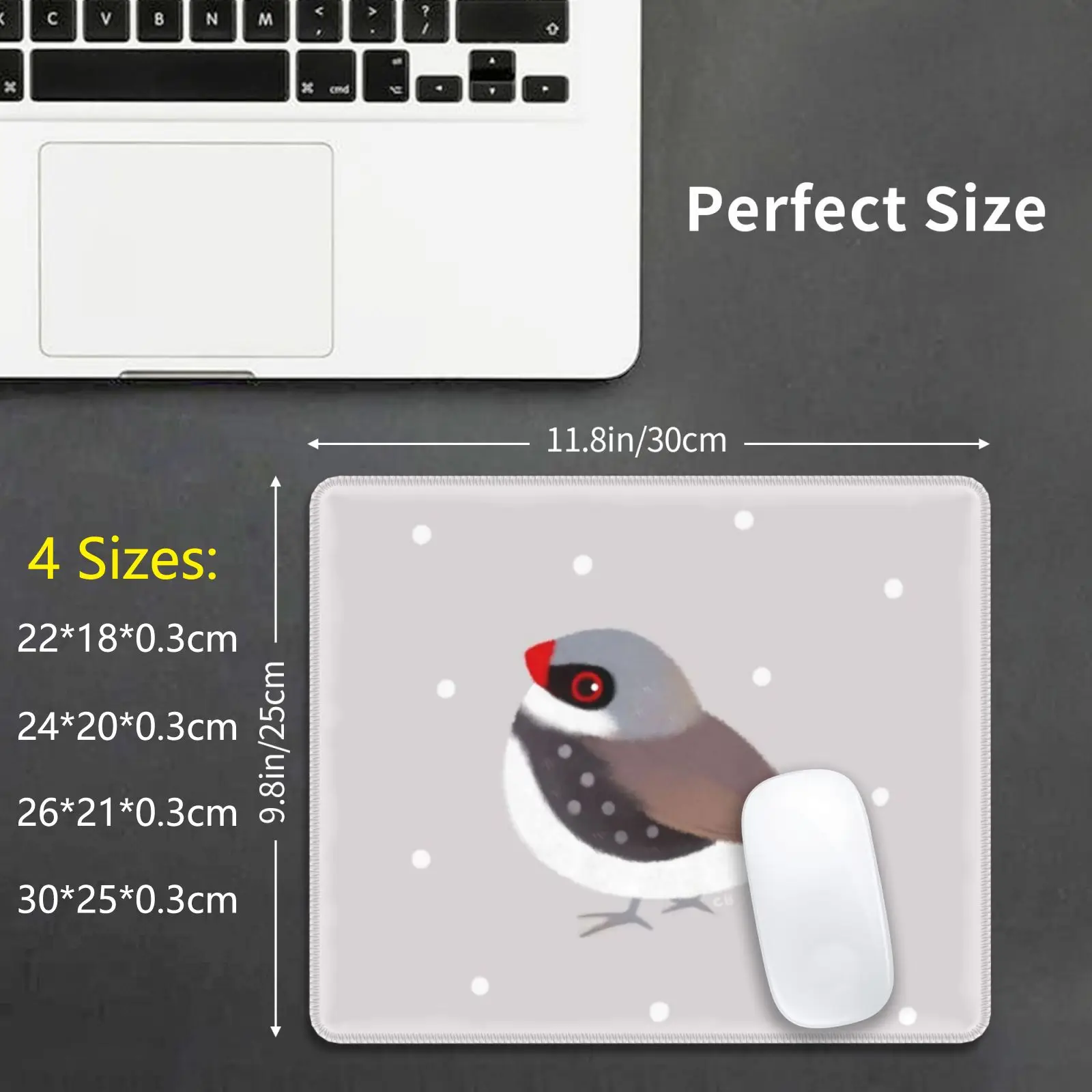 Diamond Firetail Mouse Pad DIY Print Cushion Diamond Firetail Bird Animal Diamond Sparrow Sparrow Snow Winter