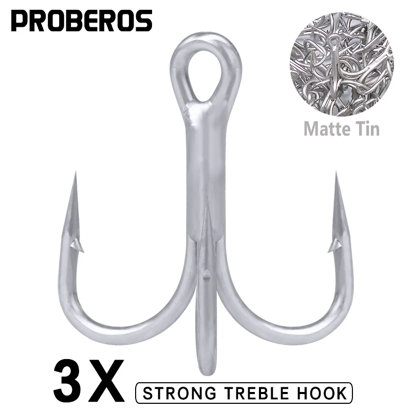 

10pcs/lot Saltwater Fishing Hook Matte Tin Treble Hook 2/0#-1/0#-1#-2#-4#-6#-8# High-Carbon Steel High Strength 3X Hook