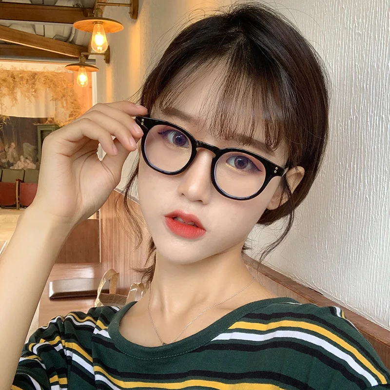 2021 fashion New transparent point Plain glasses PC plain glass spectacles vintage eyeglass round frame glasses