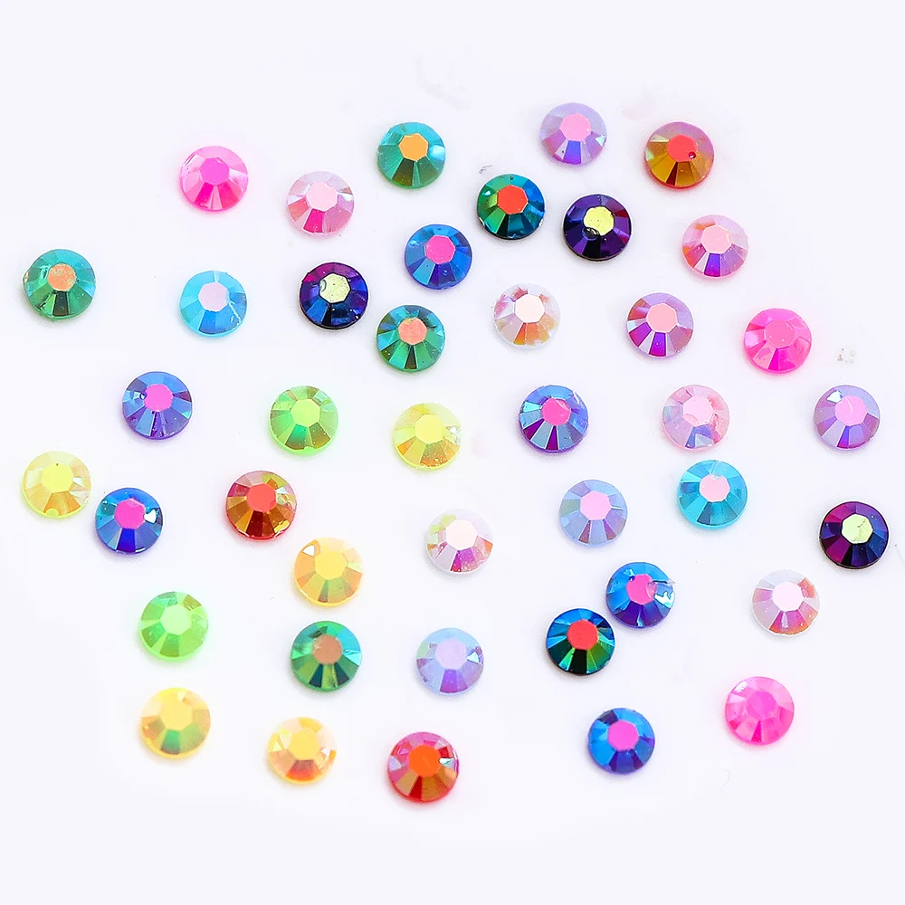 2-4mm AB Jelly Resin Nail Rhinestones Round Flatback Glittler Strass Stones Nail Charms Accessories DIY 3D Nail Art Decoration